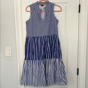 J. Crew Blue and White Striped Dress